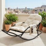 Fauteuil � bascule blanc ivoire ? chaise relax ? fauteuil jardin int�rieur ext�rieur ? structure acier ...