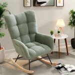 Fauteuil � bascule - chaise � bascule moelleux pour chambre - gravee - rocking chair teddy - style scandinave ...