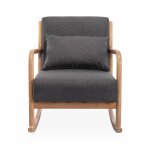 Fauteuil  bascule design en bois et tissu. 1 place. rocking chair scandinave. gris fonc