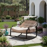 Fauteuil � bascule dext�rieur avec pare - soleil pliable repose - pieds - 138x94x85cm - dossier r�glable ...