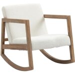 Fauteuil  bascule homcom - effet laine boucle - style vintage - blanc crme