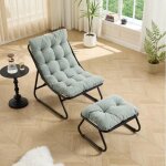 Fauteuil � bascule de jardinavec tabouretavec coussin rembourr� fauteuil de lecture pour balcon v�randa ...