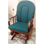 Fauteuil � bascule - london - vert - noyer massif teint� - 100% coton - design contemporain
