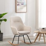 Fauteuil  bascule - luxueux - crme - tissu doux - design moderne - 1 place