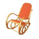 Fauteuil � bascule m41 - rocking - chair - imitation ch�ne - tissu orange