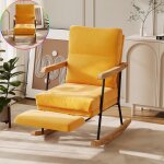 Fauteuil a bascule relax avec repose - pieds escamotable - dossier haut - structure m�tal et bois - scandinave ...