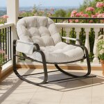 Fauteuil a bascule relax avec repose - pieds pliable - poches de rangement - structure m�tal - scandinave ...