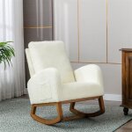 Fauteuil à bascule - dreammespace - rocking chair - tissu polyester - bois massif - style scandinave Fauteuil à bascule - dreammespace - rocking chair - tissu polyester - bois massif - style scandinave