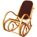 Fauteuil a bascule rocking chair en bois clair assise en tissu marron fab040006