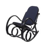 Fauteuil  bascule - rocking chair en bois fonc - assise en tissu gris anthracite