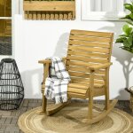 Fauteuil � bascule rocking chair dext�rieur jardin en bois massif - 64 x 86 x 85 cm marron