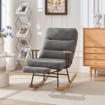 Fauteuil � bascule rocking - chair avec repose - pieds et chaise inclinable tissu teddy fleece doux et ...