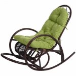 Fauteuil � bascule en rotin - hwc - c40 - marron - rembourrage vert