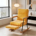 Fauteuil � bascule scandinave pocketpop 1 place - jaune brun�tre lin bois massif & m�tal