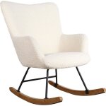 Fauteuil � bascule en tissu bouclette �cru kaira