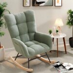 Fauteuil � bascule - toys s - velours - vert - style scandinave - 1 place - rocking chair avec accoudoirs ...