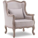 Fauteuil bergère theodore à oreilles style louis xv tissu beige Fauteuil bergère theodore à oreilles style louis xv tissu beige