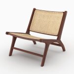 Fauteuil en bois de teck finition noyer et cannage en rotin - kilka - rendez - vous d�co