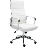 Fauteuil de bureau - clp - kolumbus - v�ritable cuir - blanc - r�glable en hauteur