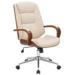 - clp - fauteuil de bureau yankton en similicuir avec coque de si�ge en bois - array