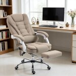 Fauteuil de bureau direction massant chauffant hauteur r�glable dossier inclinable toile de lin beige ...