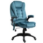 Fauteuil de bureau direction massant chauffant hauteur rglable dossier inclinable toile de lin bleu ...