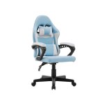 Fauteuil de bureau enfant - legend - tissu blanc et bleu - design tendance