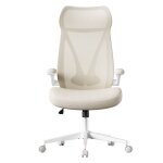 Fauteuil de bureau ergonomique hauteur r�glable accoudoirs relevables supporte jusqu?� 150 kg beige