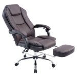 Fauteuil de bureau ergonomique en similicuir marron avec repose - pieds et accoudoirs