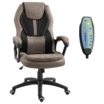 Fauteuil de bureau massant homcom - gris brun - hauteur réglable - surpiqûre orange Fauteuil de bureau massant homcom - gris brun - hauteur réglable - surpiqûre orange