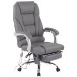 Fauteuil de bureau massant pacific en vritable cuir ajustable et pivotant gris