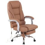 Fauteuil de bureau massant pacific en vritable cuir ajustable et pivotant marron clair