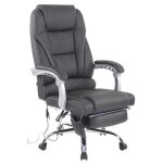 Fauteuil de bureau massant pacific en véritable cuir ajustable et pivotant noir Fauteuil de bureau massant pacific en véritable cuir ajustable et pivotant noir