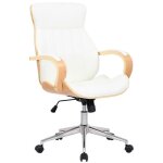 Fauteuil de bureau melilla similicuir avec coque en bois et pi�tement m�tal [nature - blanc]