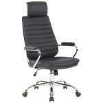 Fauteuil de bureau rako en vritable cuir - clp - noir - ajustable - pivotant