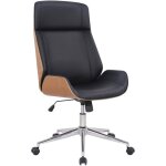 Fauteuil de bureau varel en similicuir avec coque de sige en bois nature - noir