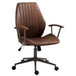 Fauteuil de bureau - vintage - marron vieilli - similicuir - pivotant - avec accoudoirs