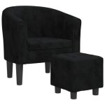 Fauteuil cabriolet - garosa - noir - velours - repose - pied inclus - design contemporain