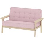 Fauteuil canap� b�b� rose capitonn� velours 77x42x48cm structure bois solide pour enfants de 3 � 15 ans ...