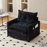 Fauteuil capitonn� plus large - avec poches - pivotant - chenille - 92x74x67cm - 150kg - noir