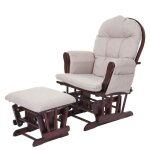 Fauteuil chaise  bascule rocking chair avec repose - pieds rela par ation design rustique en bois de ...