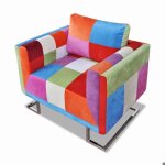 Fauteuil chaise siège lounge design club sofa salon cube avec de patchwork chrome tissu 1102040 / 3 Fauteuil chaise siège lounge design club sofa salon cube avec de patchwork chrome tissu 1102040 / 3