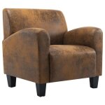 Fauteuil chaise siège lounge design club sofa salon marron synthétique daim 1102206 / 3 Fauteuil chaise siège lounge design club sofa salon marron synthétique daim 1102206 / 3