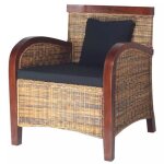 Fauteuil chaise si�ge lounge design club sofa salon rotin tiss� � la main marron - helloshop26 - 1102077 ...