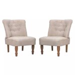 Fauteuil chaise sige lounge design club sofa salon en style franais 2 pcs tissu crme