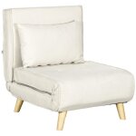 Fauteuil chauffeuse canapé - lit convertible 1 place - coussin inclus - style scandinave tissu beige ... Fauteuil chauffeuse canapé - lit convertible 1 place - coussin inclus - style scandinave tissu beige ...