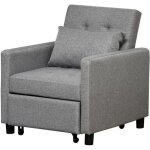 Homcom - fauteuil chauffeuse convertible - tissu mixte coton et polyester - 69x82. 5x84cm - gris Homcom - fauteuil chauffeuse convertible - tissu mixte coton et polyester - 69x82. 5x84cm - gris