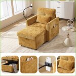 Fauteuil chenille multifonctionnel - rangement cach� support t�l�phone jaune moutarde