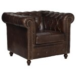 Fauteuil chester cuir marron - atmosphera createur dinterieur