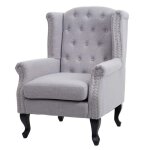 Fauteuil chesterfield - dcoshop26 - relaxation - tissu gris - 1 place - rembourrage pais